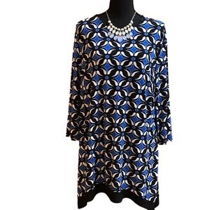 Women's Jules & Leopold Blue and White Top Stretchy 3/4 Sleeves Size 2X